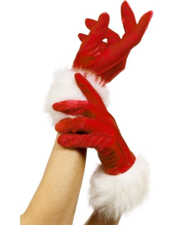 Rode Vrouwelijke Kerstman Handschoenen