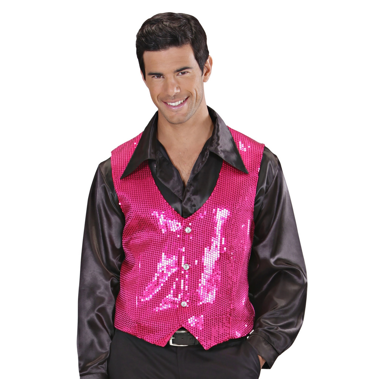 Showmaster Pailletten Vest Roze Man