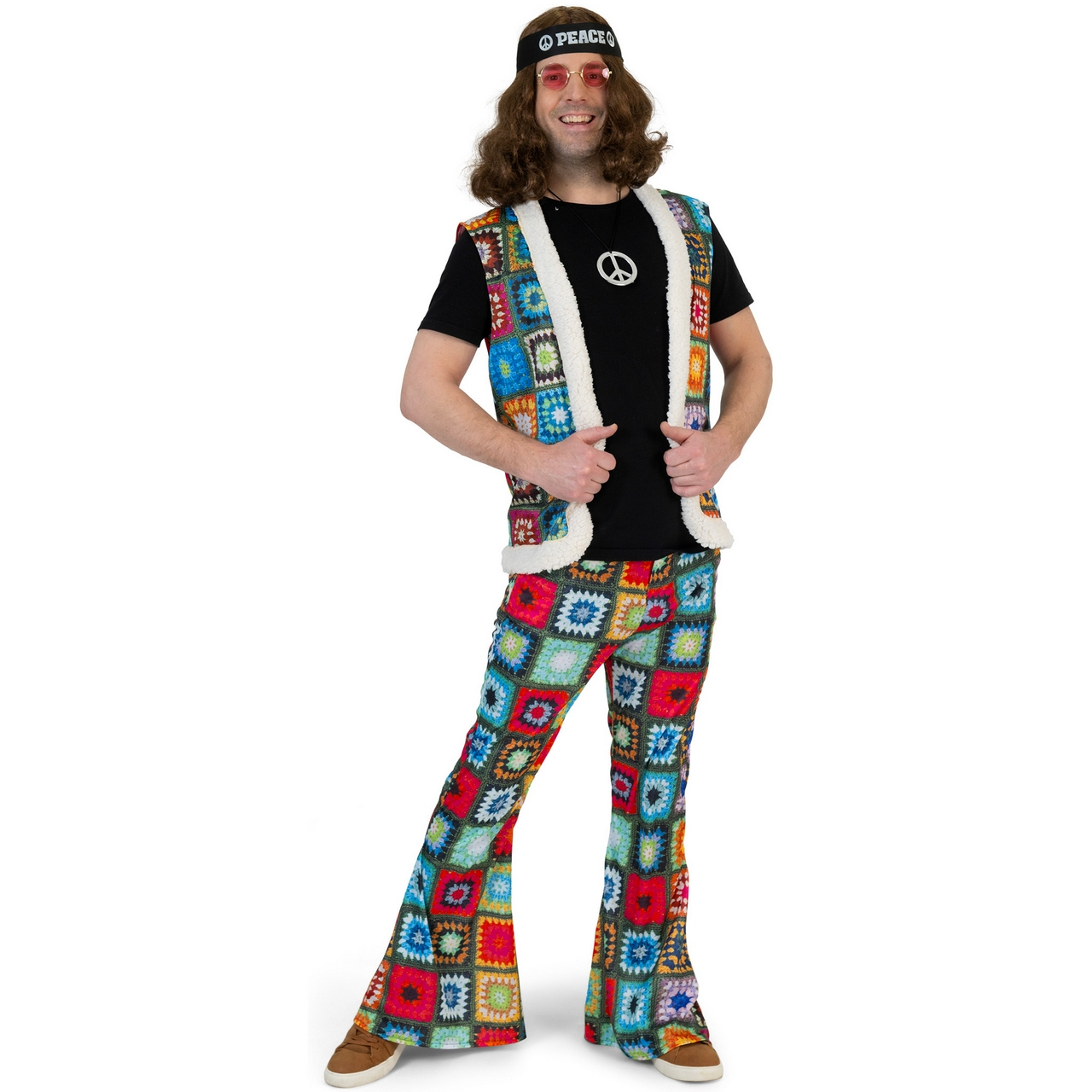 Patchwork Wijden Pijpen Broek Hippie Henk Man