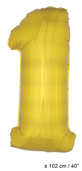 Folie Cijfer Ballon Nummer 1 Goud XL 102cm (Leeg)