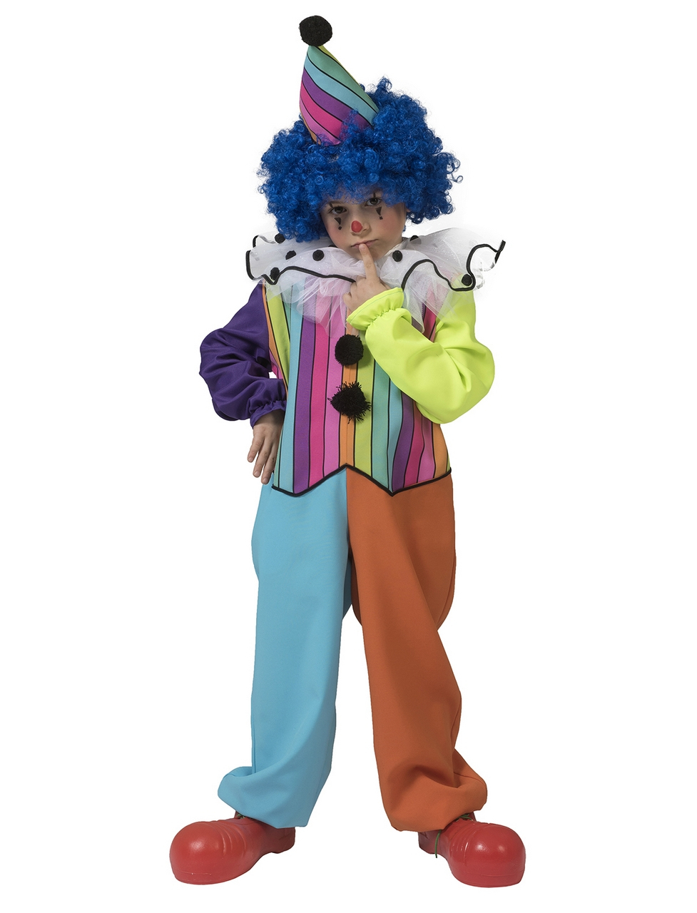 Rainbow Clown Boy Kind Kostuum