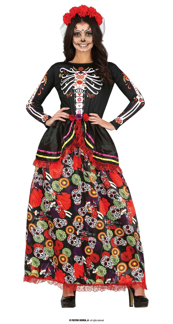 Feestelijke Day Of The Dead Catrina Vrouw Kostuum