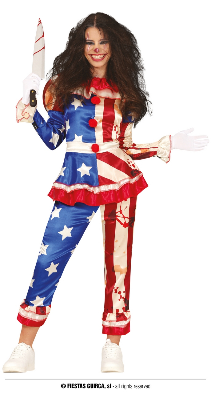 Bloody USA Clown Lol Vrouw Kostuum