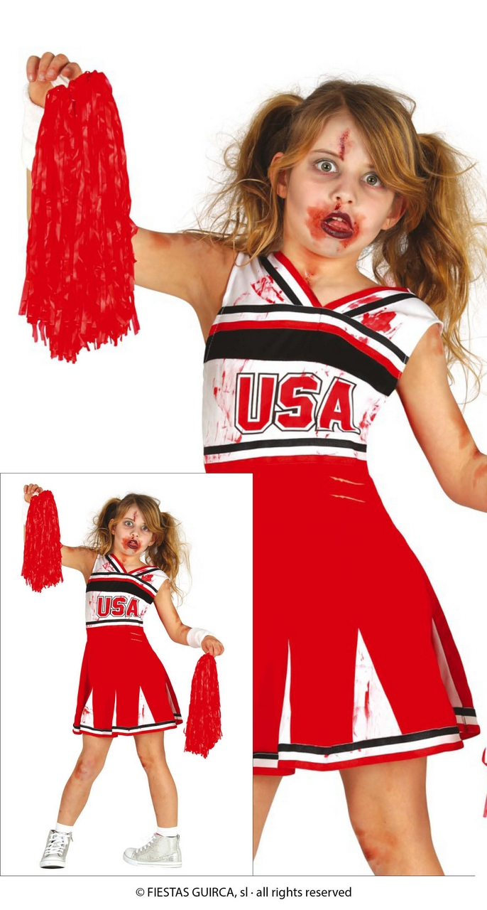 USA Cheerleader Van Zombie Ball Team Meisje Kostuum