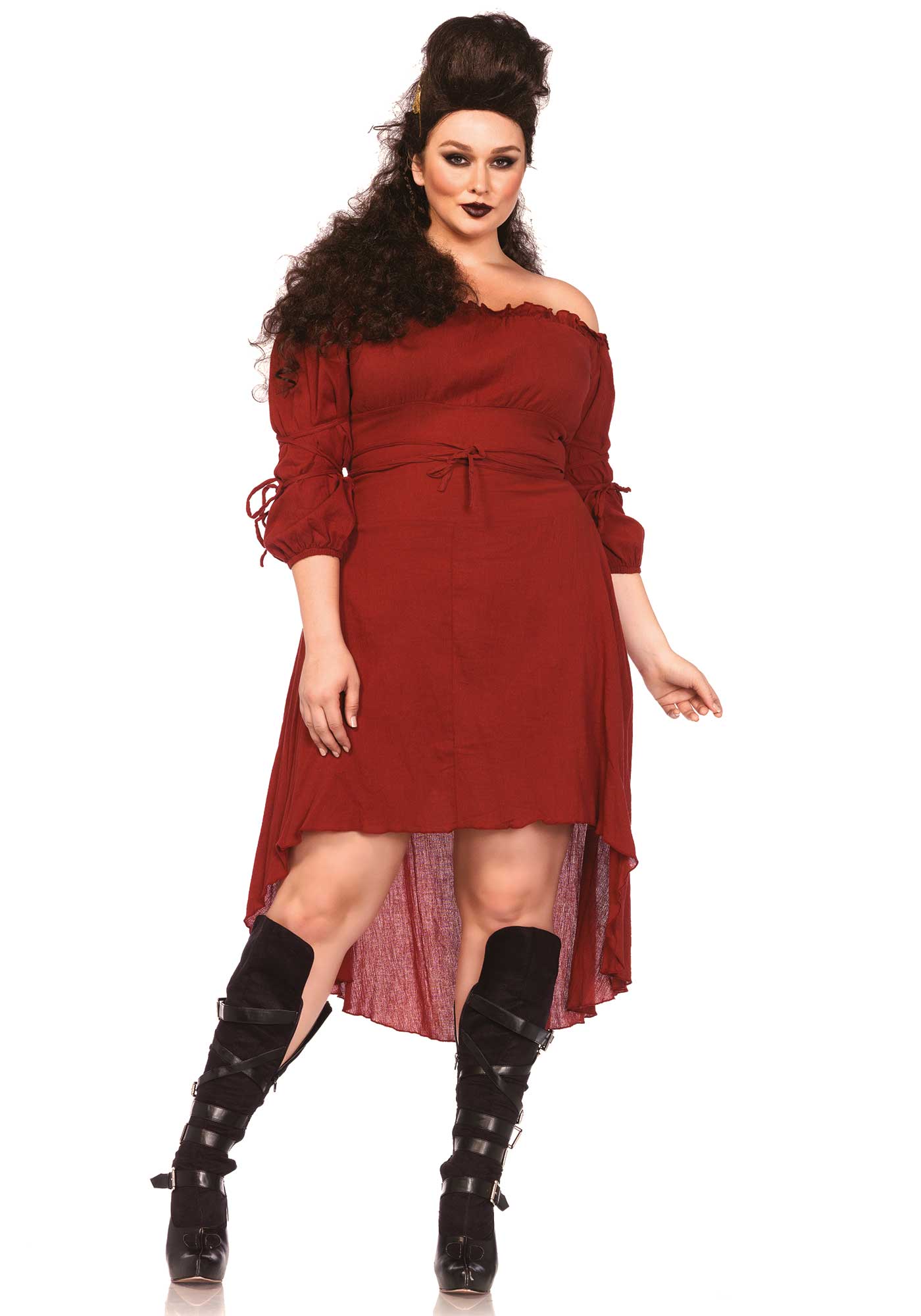 Sexy Historische Boerin Jurk Rood Plus Size Vrouw