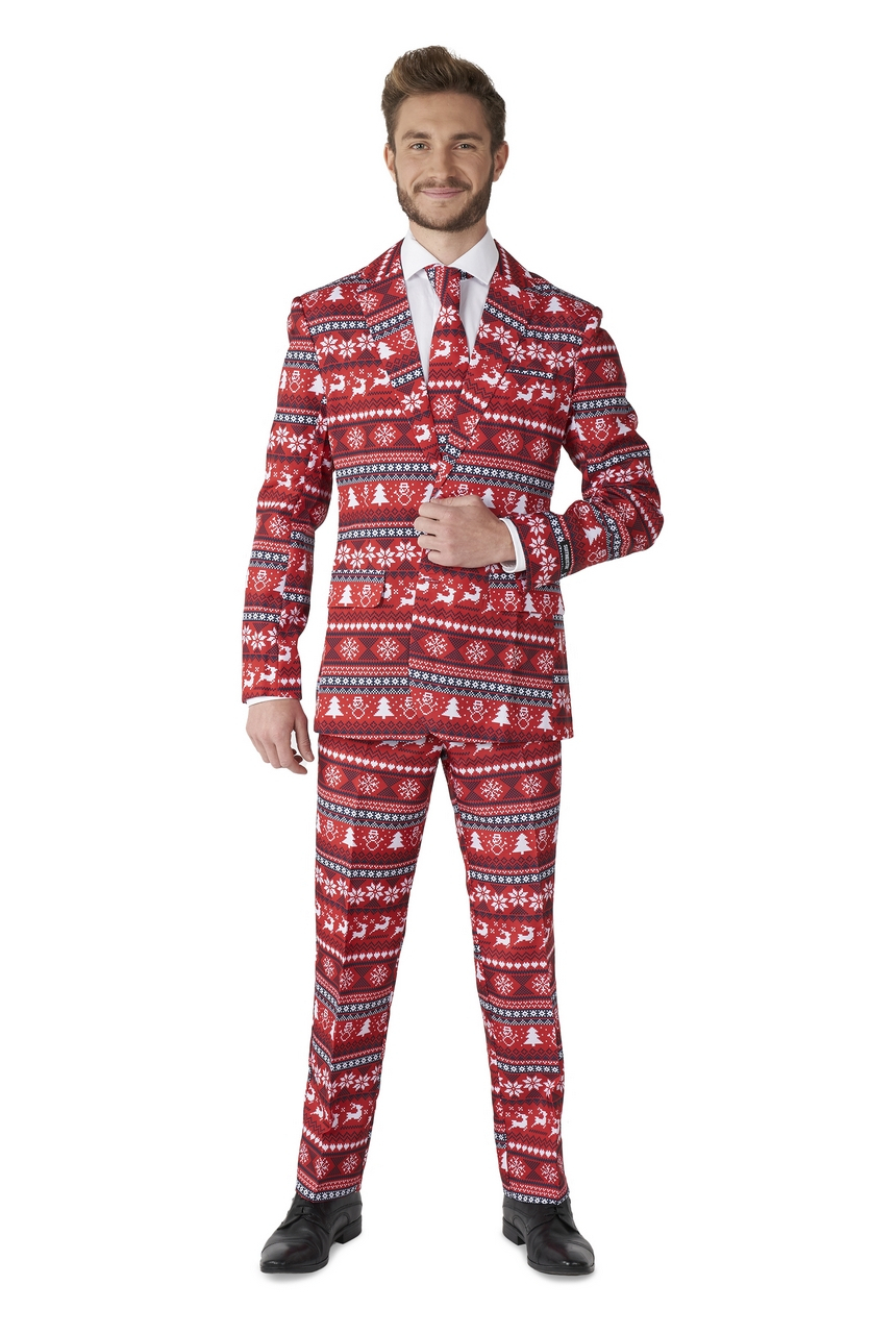 Nordic Pixel Red Suitmeister Man Kostuum