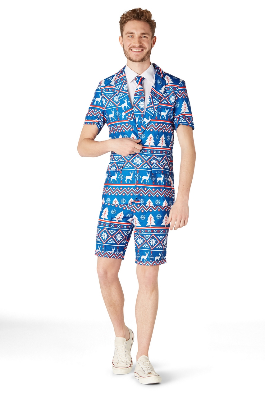 Zomer Christmas Blue Nordic Suitmeister Short Man Kostuum