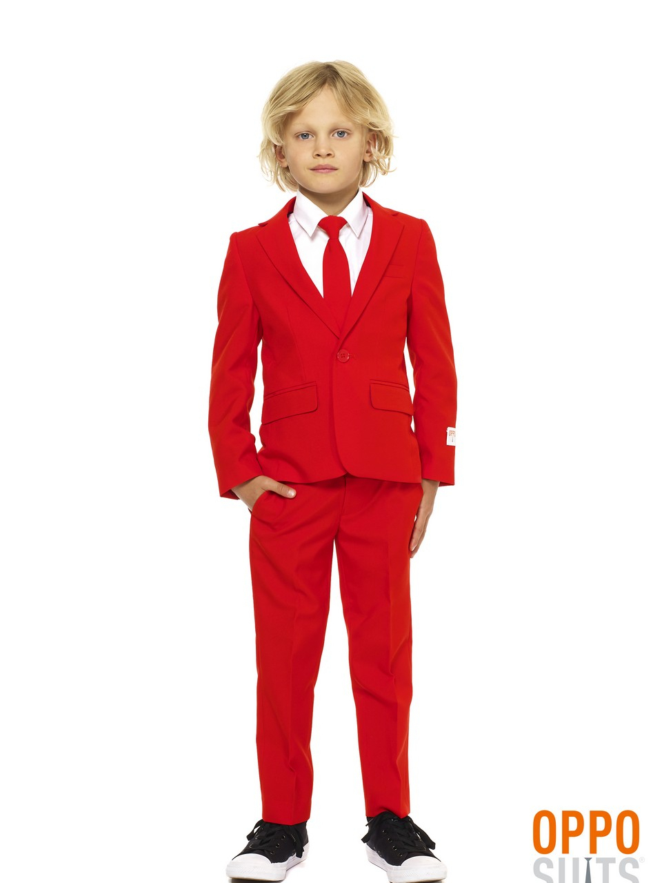 Intense Red Devil Opposuit Jongen Kostuum