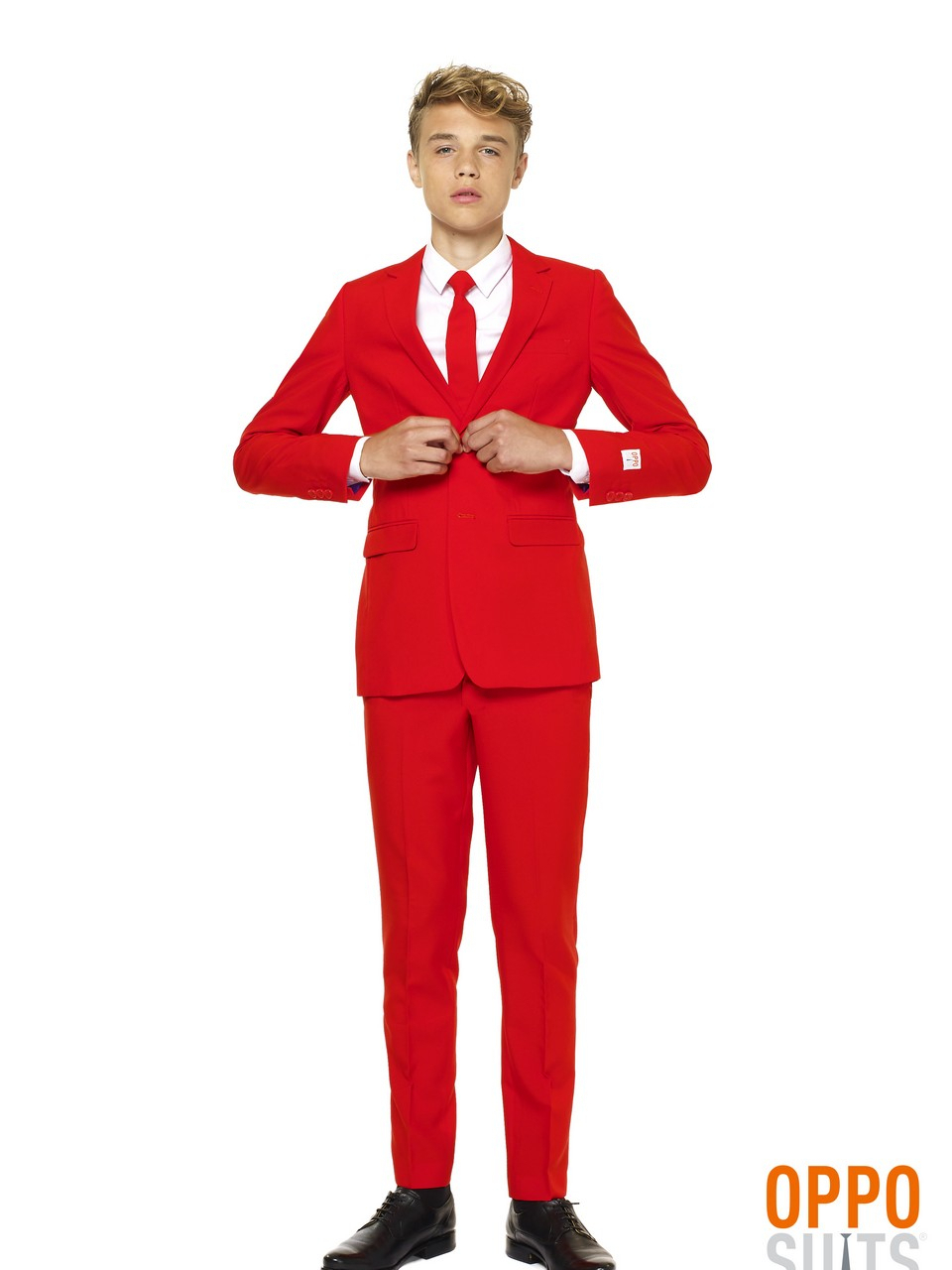 Intense Red Devil Opposuit Teen Jongen Kostuum