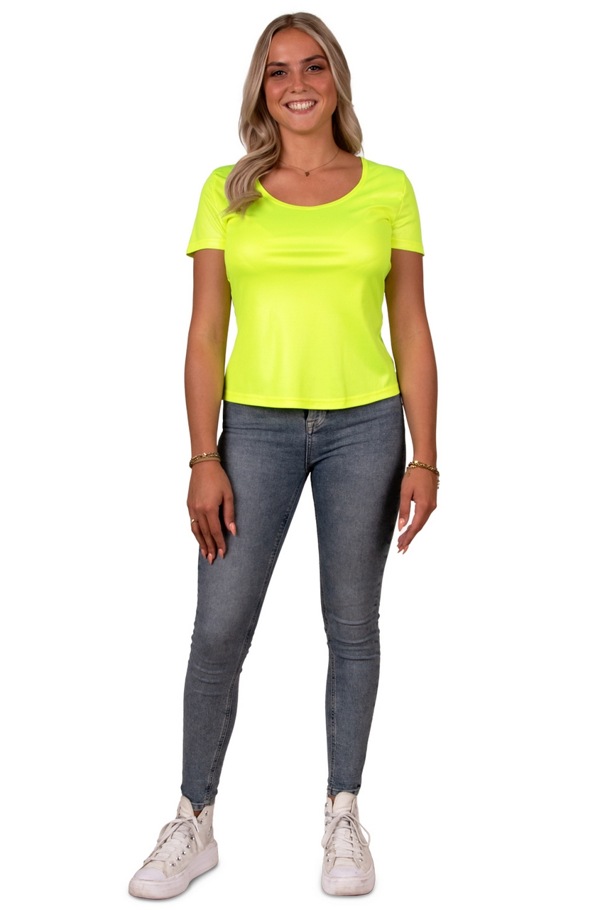 Neon Geel Shirt Disco Vrouw