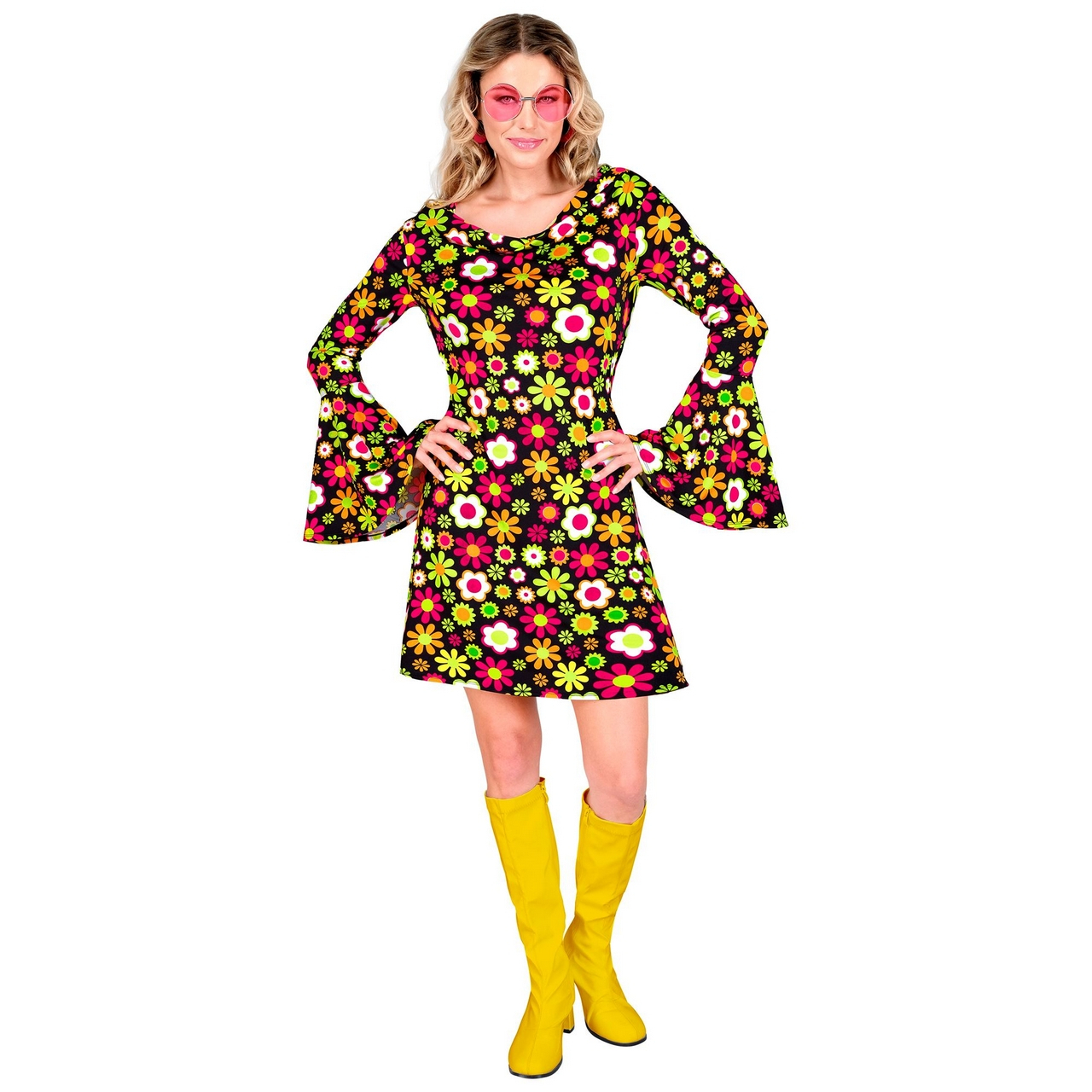 Super 60s Flower Dance Jurk Vrouw