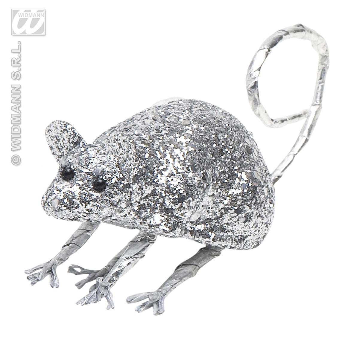 Glitter Muis Zilver 8,5 Centimeter