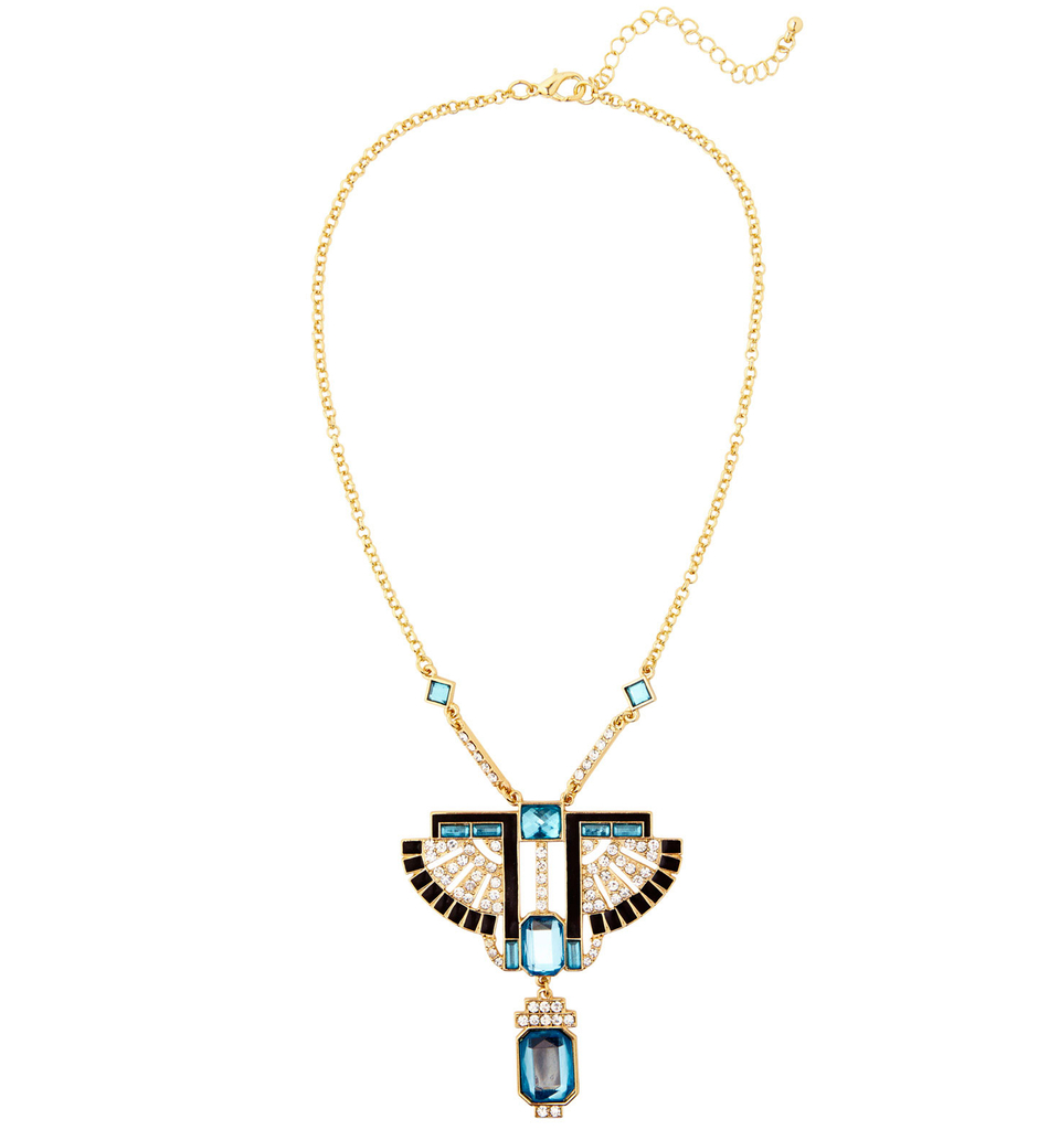 Egyptische Ketting Goud Farao Met Topaas / Strass Steen