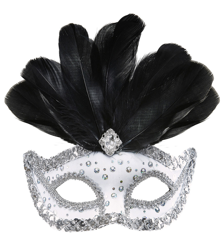 Samba Oogmasker Rialto Wit Met Pailletten En Veren