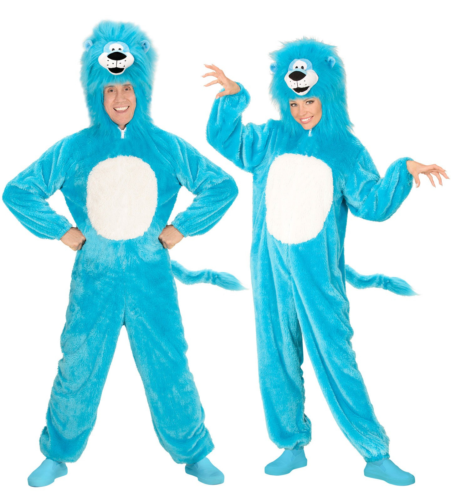 Dieren Onesie Pluche Blauwe Leeuw Kostuum