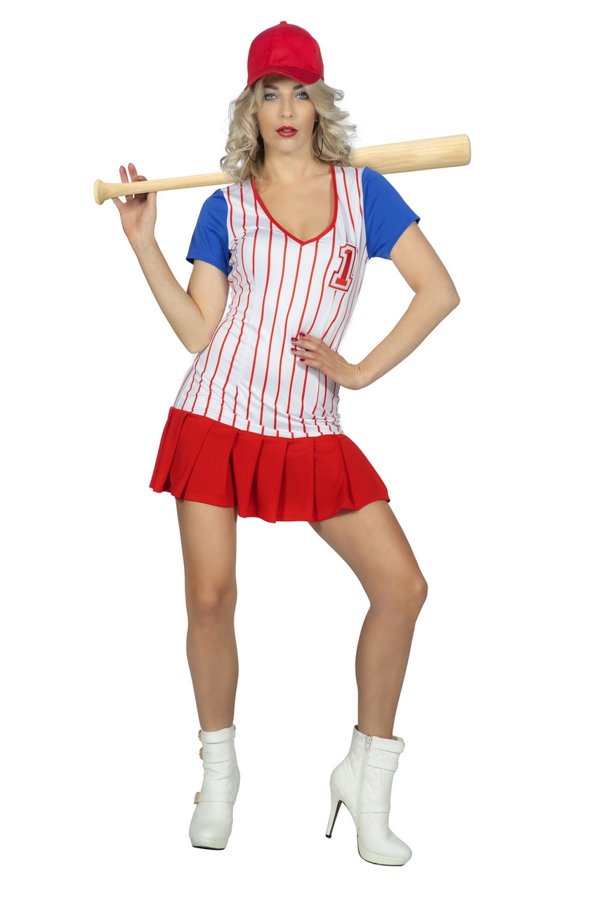 Curvy Cindy Baseball USA Vrouw Kostuum