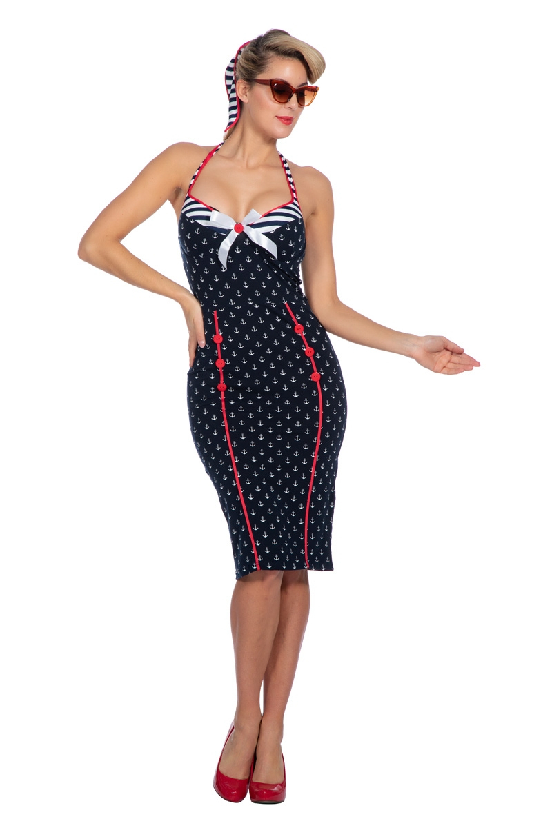 Rockabilly Anchors Away Pin-Up Vrouw Kostuum