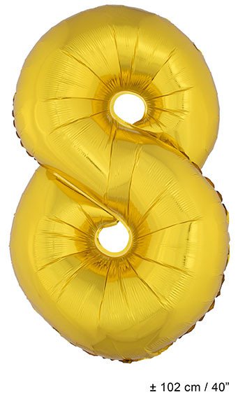 Folie Cijfer Ballon Nummer 8 Goud XL 102cm (Leeg)