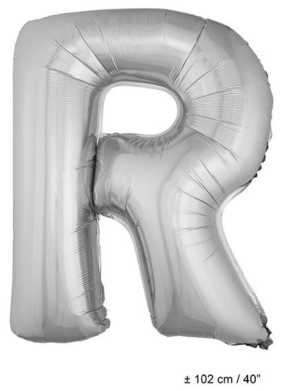 Folie Ballon Letter R Zilver XL 102cm (Leeg)