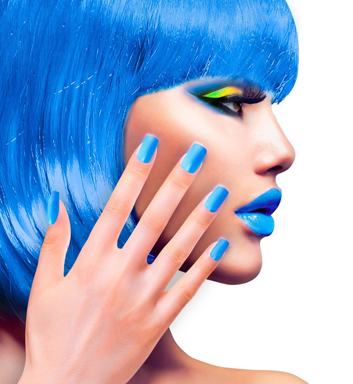 Nagels Airbrush Neon Blauw 80s Lady