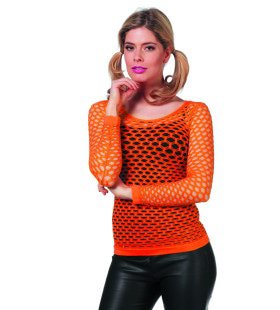 Spannend Netshirt Lange Mouw Oranje Vrouw