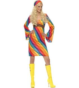 Dames Rainbow Hippie Vrouw Kostuum