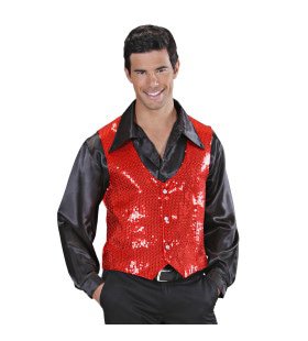 Showmaster Pailletten Vest Rood Man