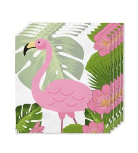 16 Servetten 33x33cm Tropische Flamingos