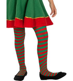 Groen Rood Gestreepte Panty Hulpje Van De Kerstman Kind