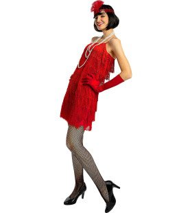 Jaren 20 Rosy Red Flapper Vrouw Kostuum