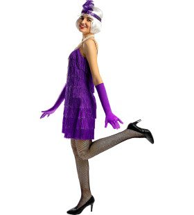 Jaren 20 Paarse Flapper Violetta Vrouw Kostuum