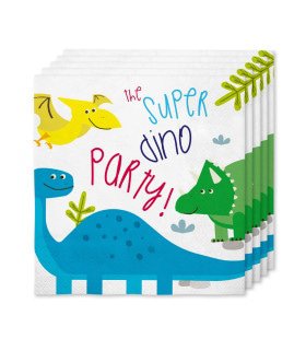 16 Servetten Grappige Dinos 33x33cm