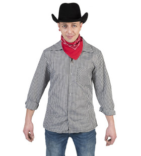 Zwart Wit Ruitjes Shirt Cowboy Hank Man