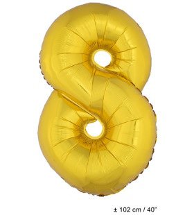 Folie Cijfer Ballon Nummer 8 Goud XL 102cm (Leeg)