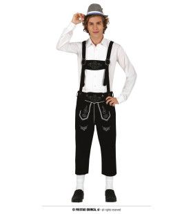 Zwarte Lederhosen Drinken In Stijl Man