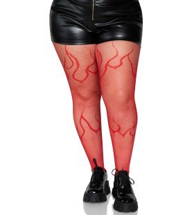 Hellburn Flames Visnet Rood Plus Size