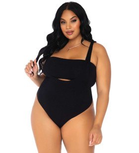 Zwarte Top Met Bodysuit Plus Size Vrouw Kostuum