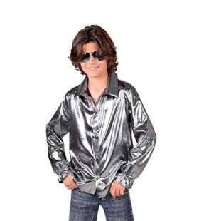 Zilveren Glitter Folie Blouse Jongen