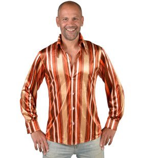 Typische Jaren 70 Bruin Gestreepte Blouse Man