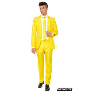 Helemaal Geel Solid Yellow Man Kostuum