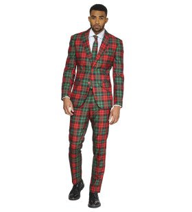 Trendy Tartan Kerst Kleuren Man Kostuum