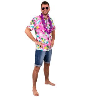 Feest Op Het Strand Hawaii Overhemd Roze Man