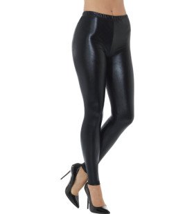 Zwarte Metallic Disco Legging Vrouw