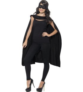 Zwarte Cape En Oogmasker Superheld Zorro Kostuum