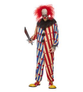 Gestreepte Enge Clown Man Kostuum