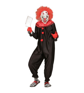 Zwart Rood Horror Killer Clown Man Kostuum