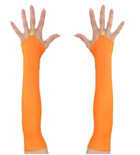 Tachtiger Jaren Vingerloze Handschoenen Satijn, Neon Oranje