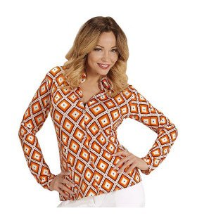 Groovy Gina 70s Dames Shirt, Ruit Vrouw