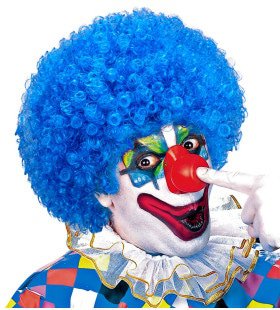 Afro Clownpruik Krullen, Licht Blauw