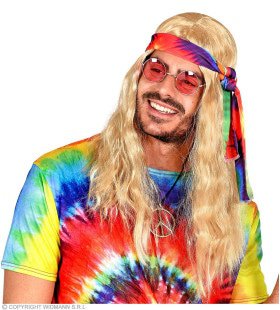 Hippie Pruik Met Hoofdband Tie Dye Blond